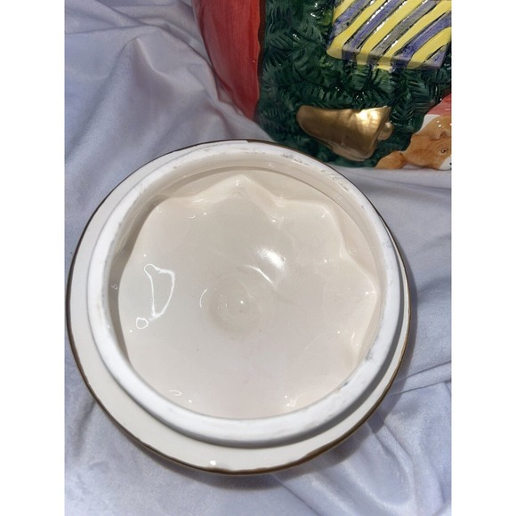 Ceramic Cookie Jar By Gibson Housewares Festive King Santa with Presents & Toys - Picture 7 of 9